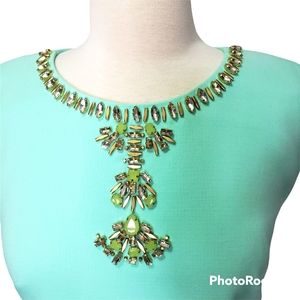 Vince Turqoise Elegant Sheath Dress Jeweled Neck Knee Length Size 10